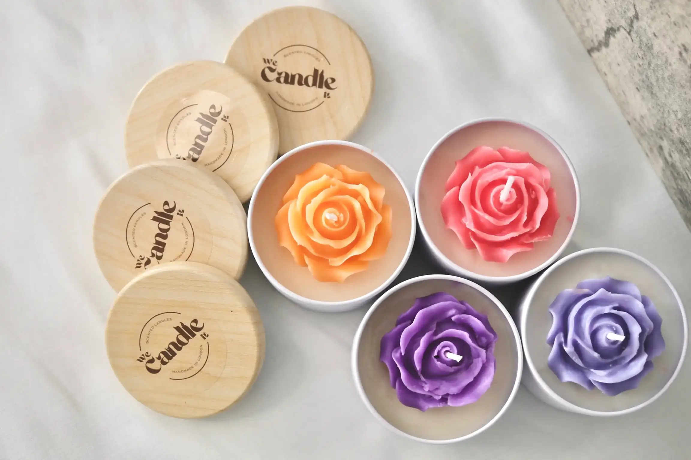 Rose Tin - Peony & Blush Suede - We Candle It London