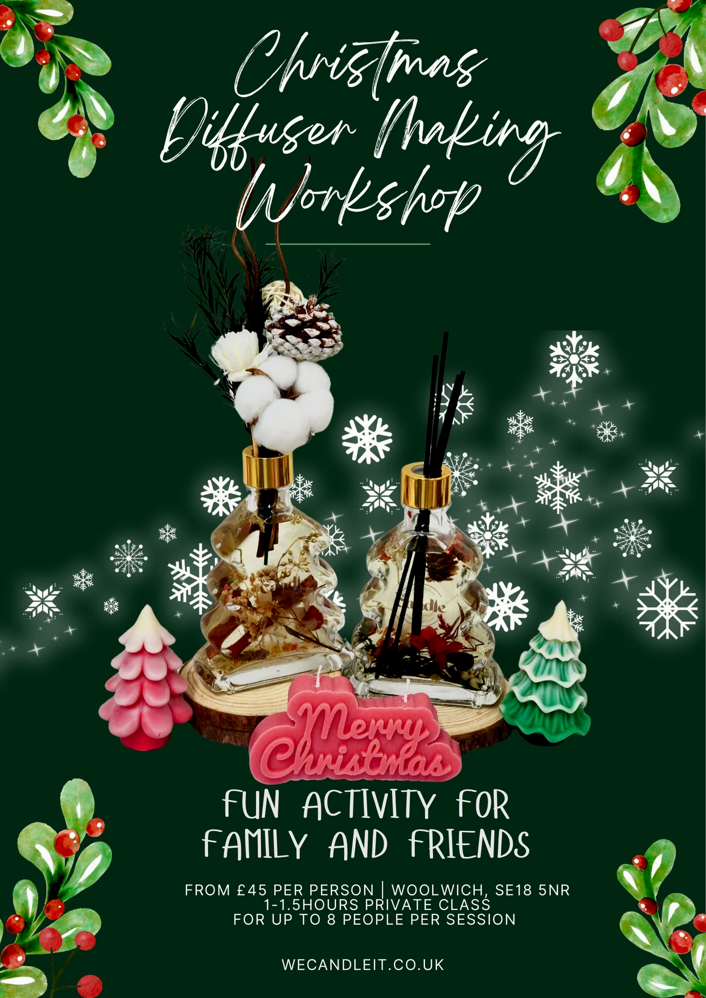 Christmas Floating Flower Reed Diffuser  Making Workshop - We Candle It London