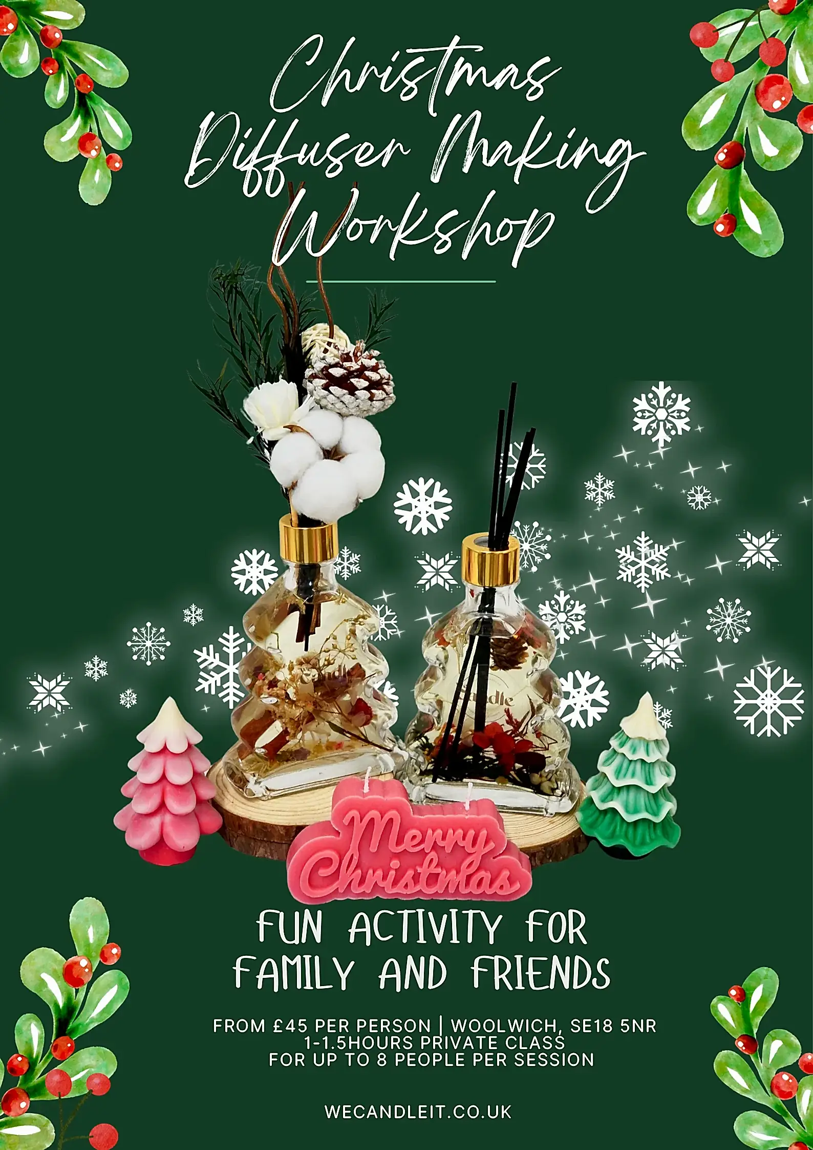 Christmas Floating Flower Reed Diffuser  Making Workshop - We Candle It London